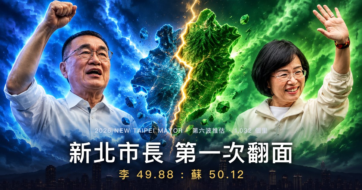 李四川與蘇巧慧,第六波推估 李 49.88% : 蘇 50.12%