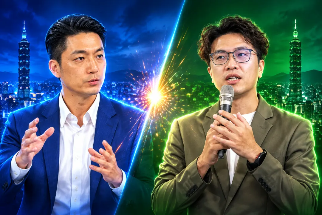 蔣萬安與沈伯洋左右對峙的示意插圖